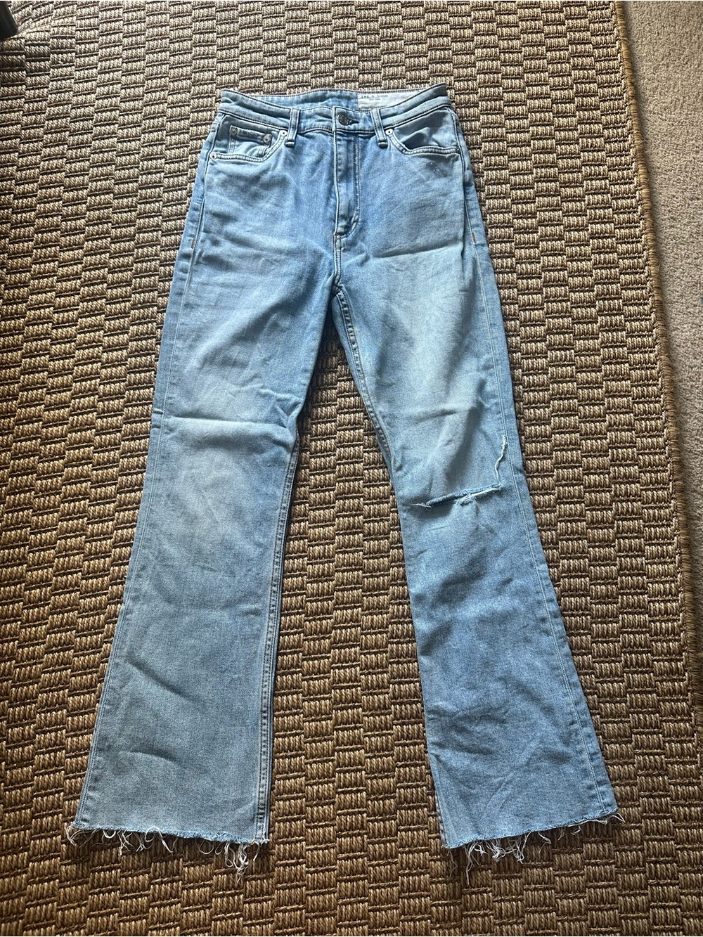 rag & bone Light Blue Distressed Flare Jeans